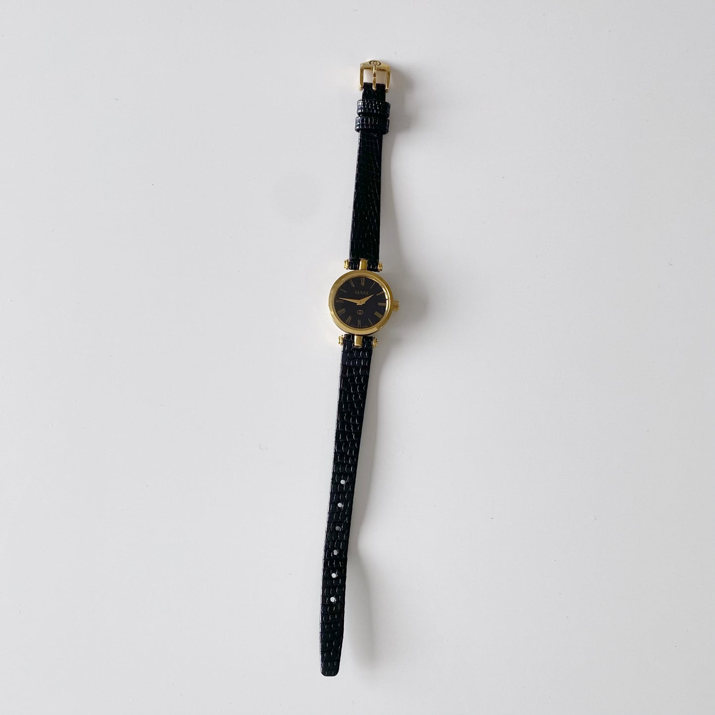 Gucci 1990s Sherry Black Dial Gold Plated Watch