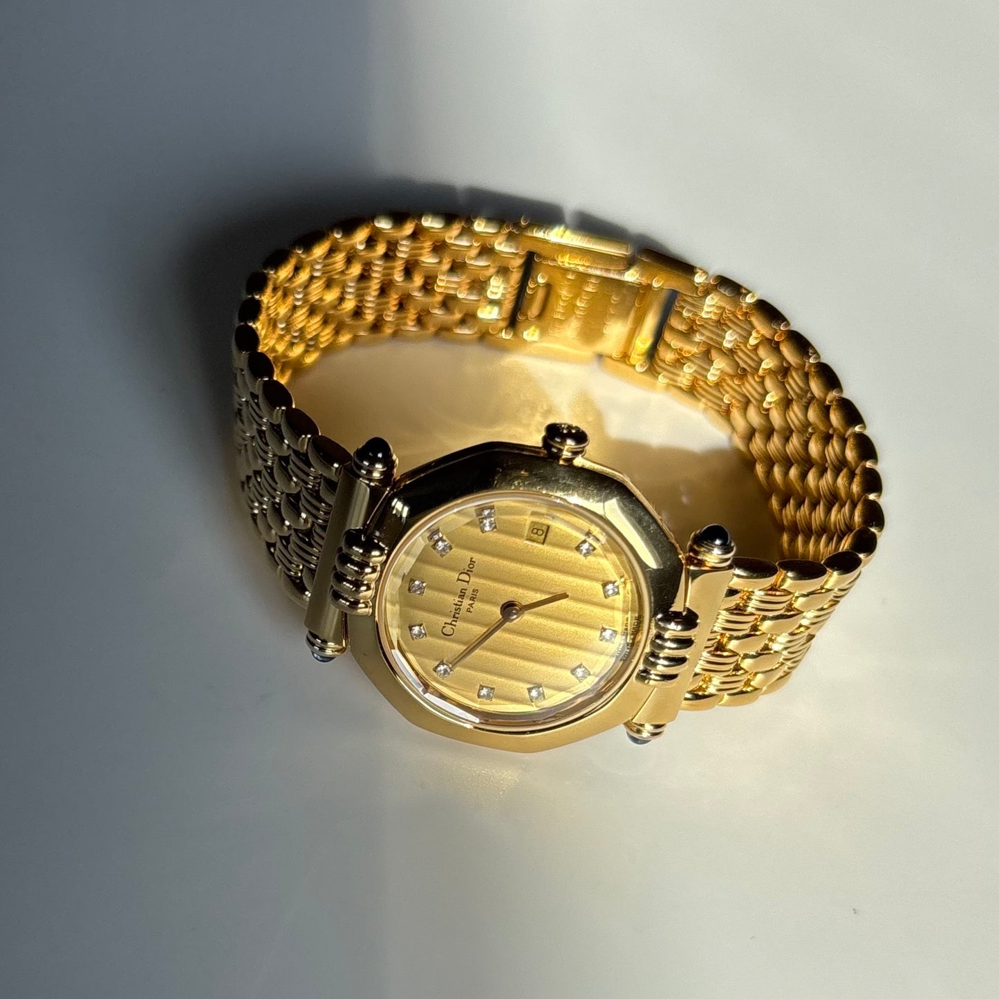 Dior 1990s Octagon Dial Gold Plated Watch