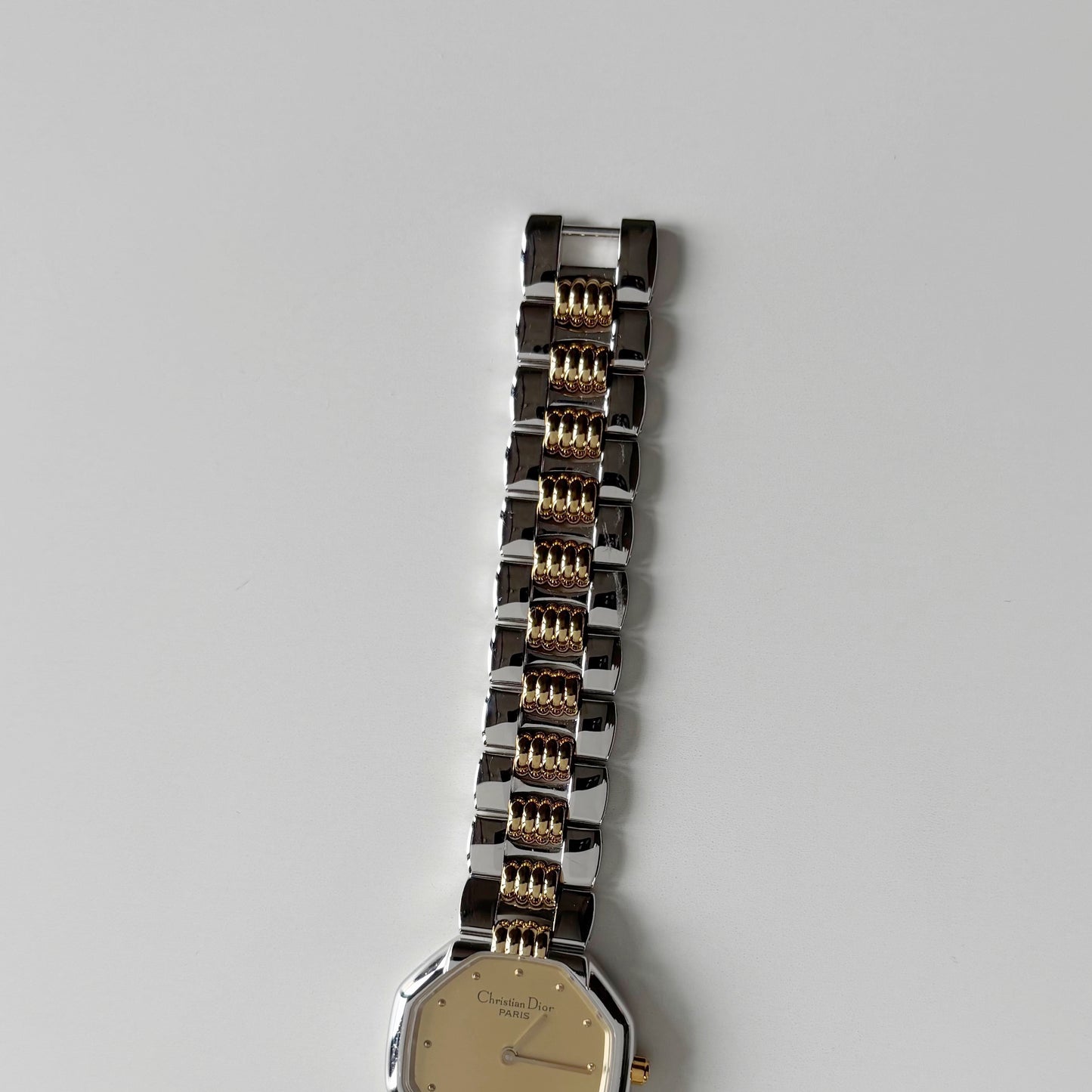 Dior 1990s Octagon Dial Two Tone Gold Plated Watch