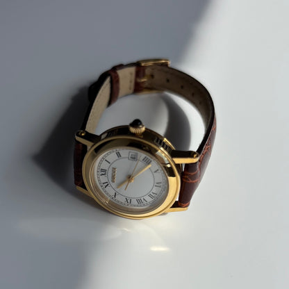 Gucci 1990s Date Round Dial Gold-Plated Watch