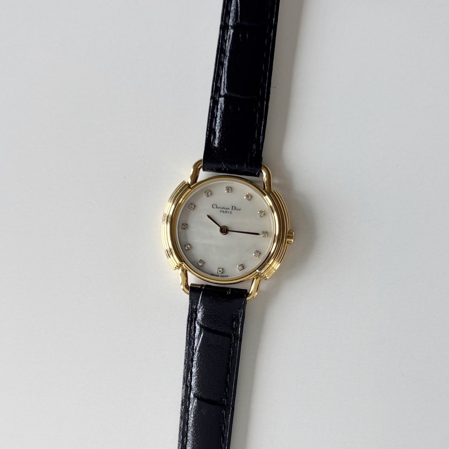 Dior 1990s Seashell Round Dial Gold Plated Watch
