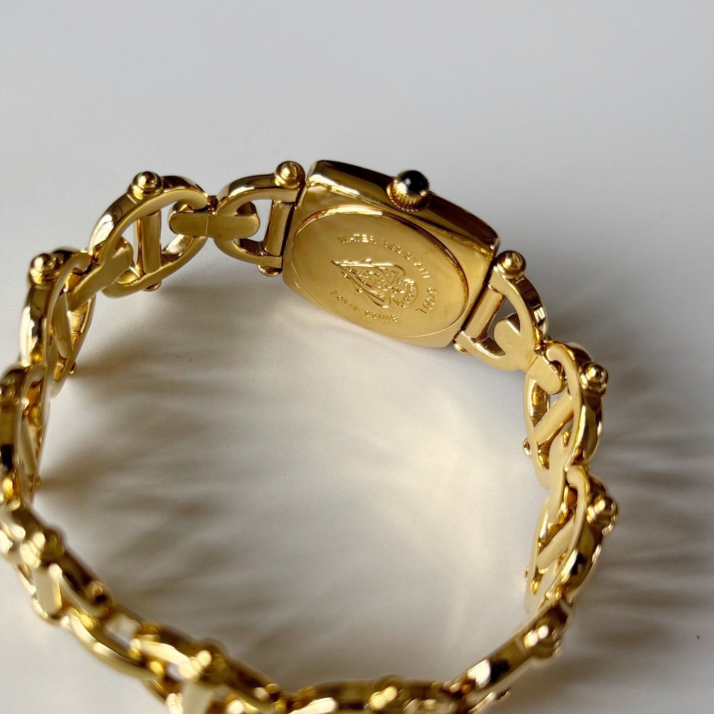 Gucci 1990s Seashell Dial Horsebit Gold Plated Watch
