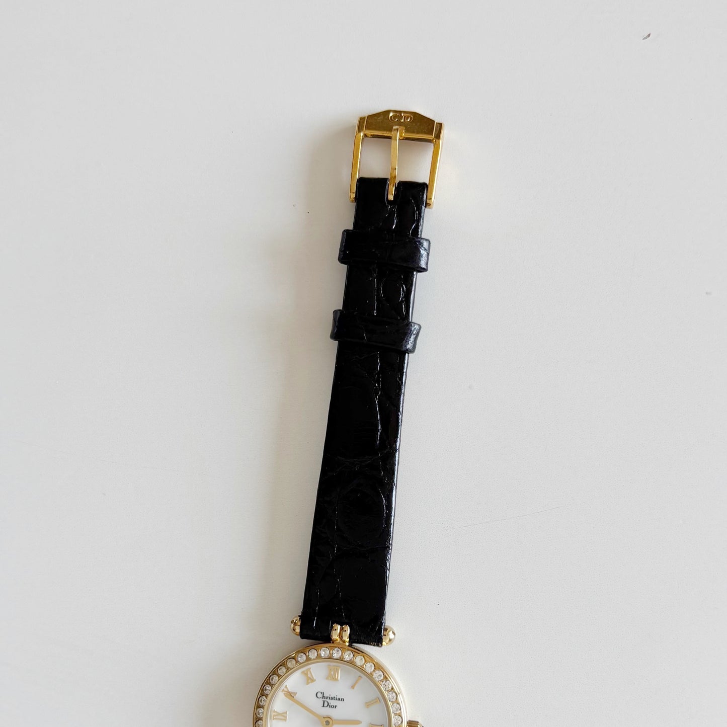 Dior 1990s Seashell Round Dial Gold Plated Watch
