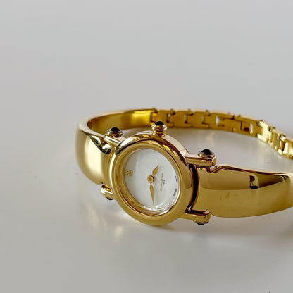Givenchy 1990s Seashell Dial Gold Plated Bangle Watch