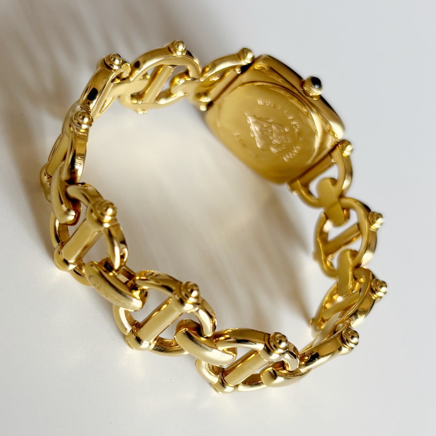 Gucci 1990s Black Dial Gold Plated Watch