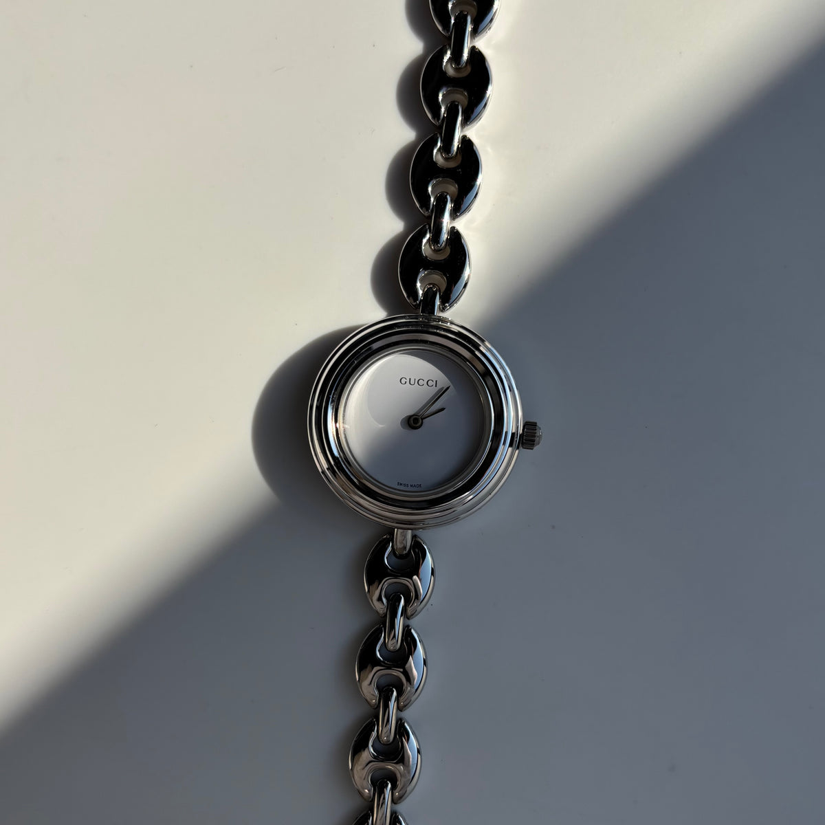 Gucci 1990s Interchangeable Bezel Stainless steel Chain Watch with 6 bezels, case (165mm)