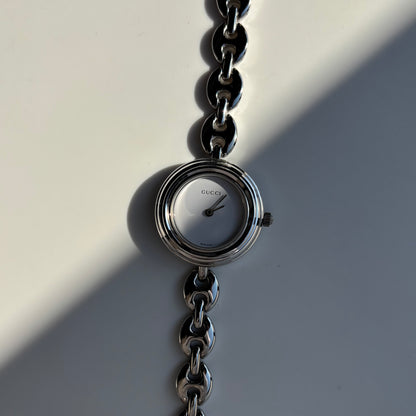 Gucci 1990s Interchangeable Bezel Stainless steel Chain Watch with 6 bezels, case (165mm)