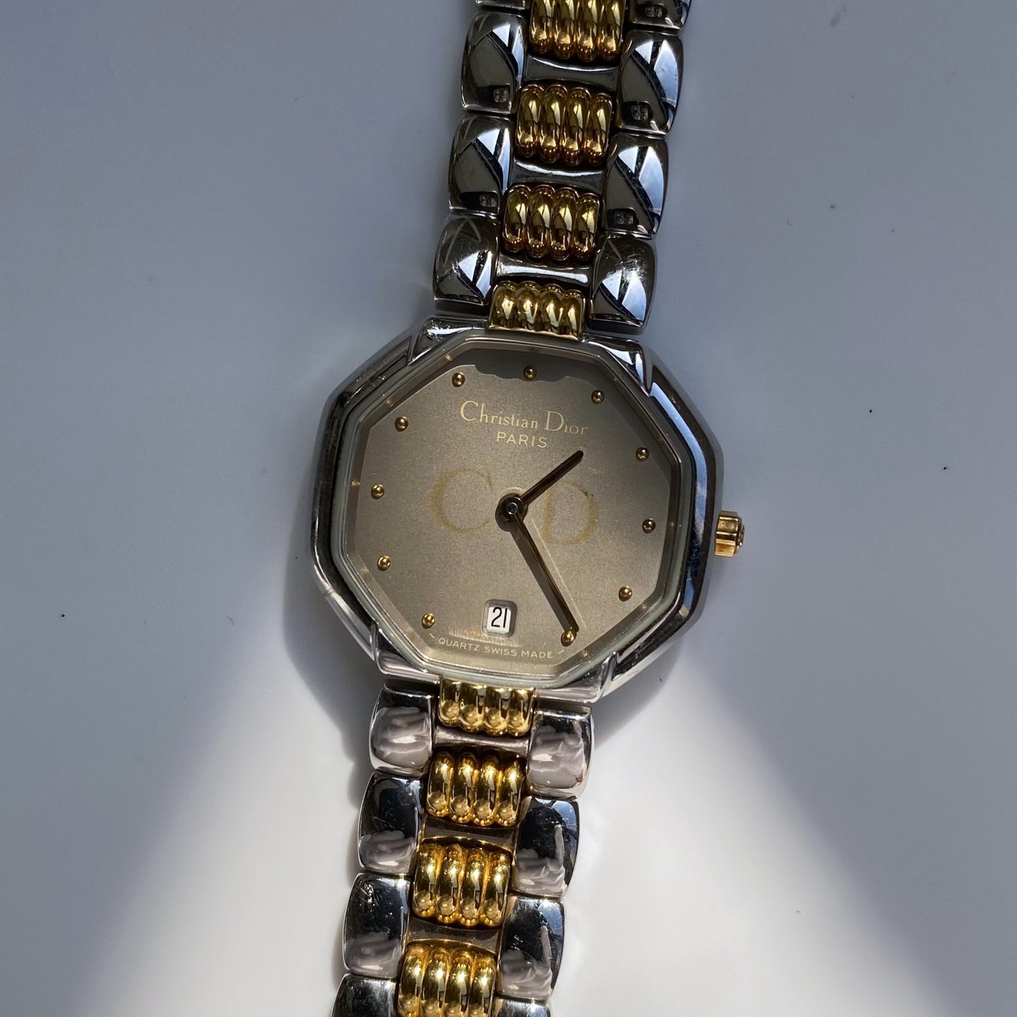 Dior 1990s Octagon Date Two Tone Watch