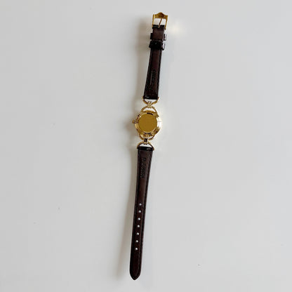 Gucci 1990s Gold Round Dial Horsebit Gold Plated Watch