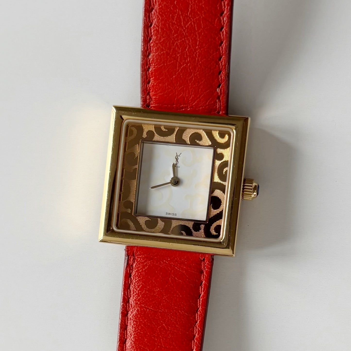 Yves Saint Laurent 1990s Square Dial Gold Plated Watch