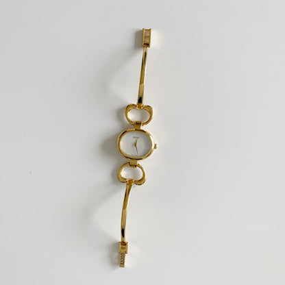Gucci 1990s Seashell Dial Gold Plated Bangle Watch