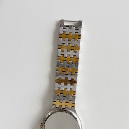 Dior 1990s Date Round Dial Gold Plated Two Tone Watch (Large)