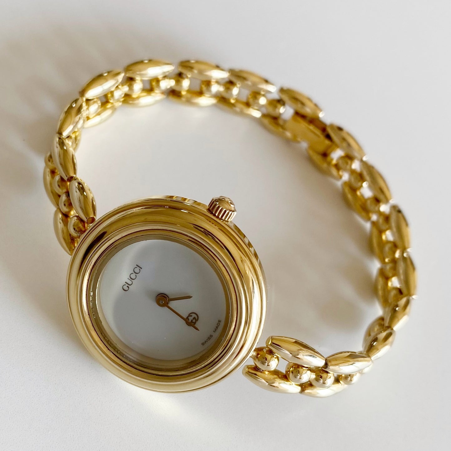 Gucci 1990s Interchangeable Bezel Gold Plated Watch with 6 bezels, case (165mm)