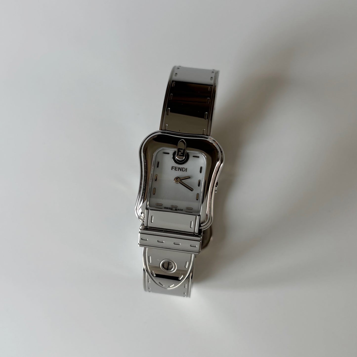 Fendi 1990s Seashell Dial Stainless steel Silver Buckle Watch