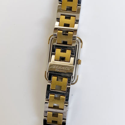 Hermes 1990s Two Tone Rectangular Watch