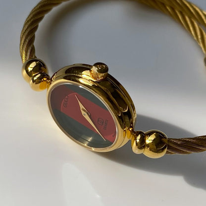 Gucci 1980s Gold Plated Cable Bangle Watch