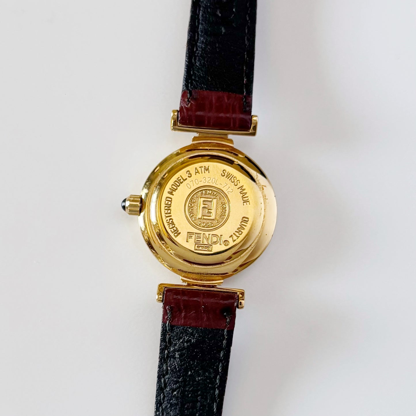 Fendi 1990s Seashell Dial Round Gold Plated Watch