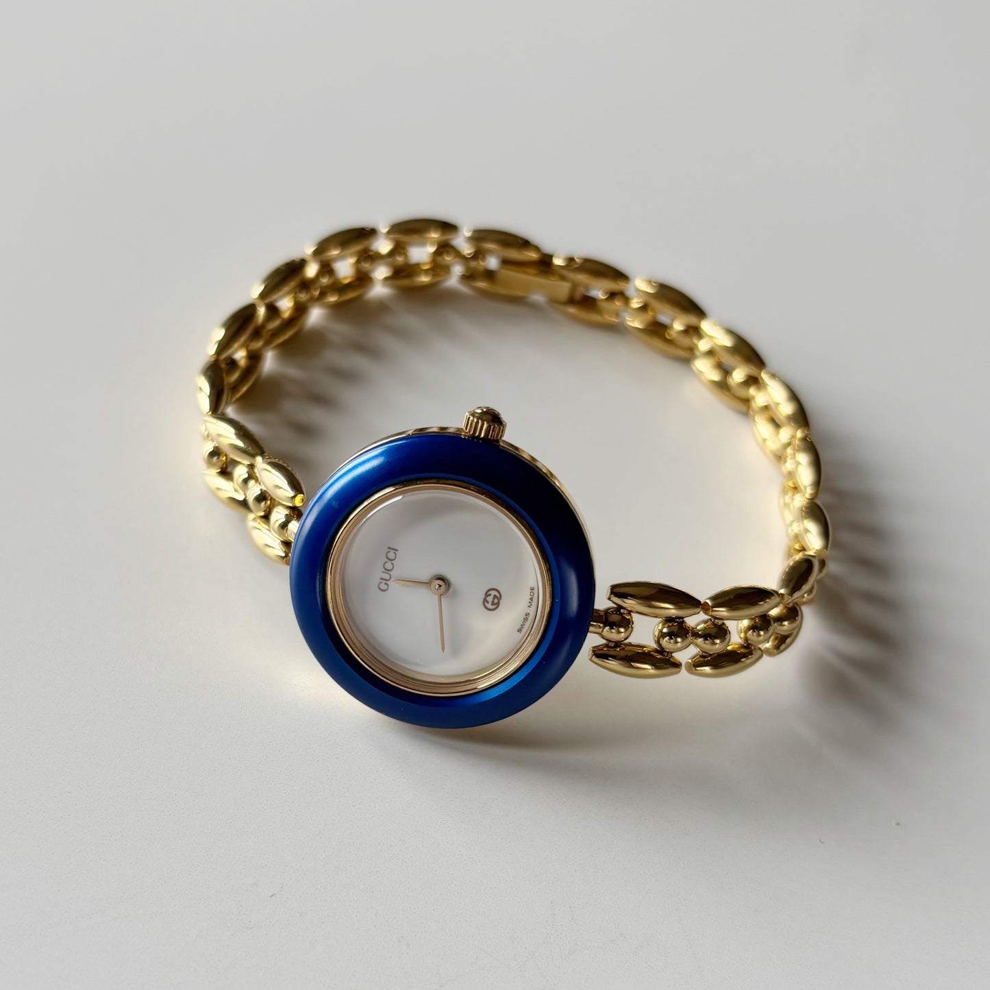 Gucci Interchangeable Bezel Gold Plated Rice Chain Watch with 6 bezels, case (168mm)