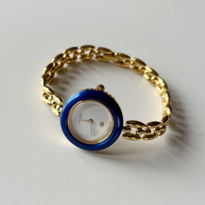 Gucci Interchangeable Bezel Gold Plated Rice Chain Watch with 6 bezels, case (168mm)