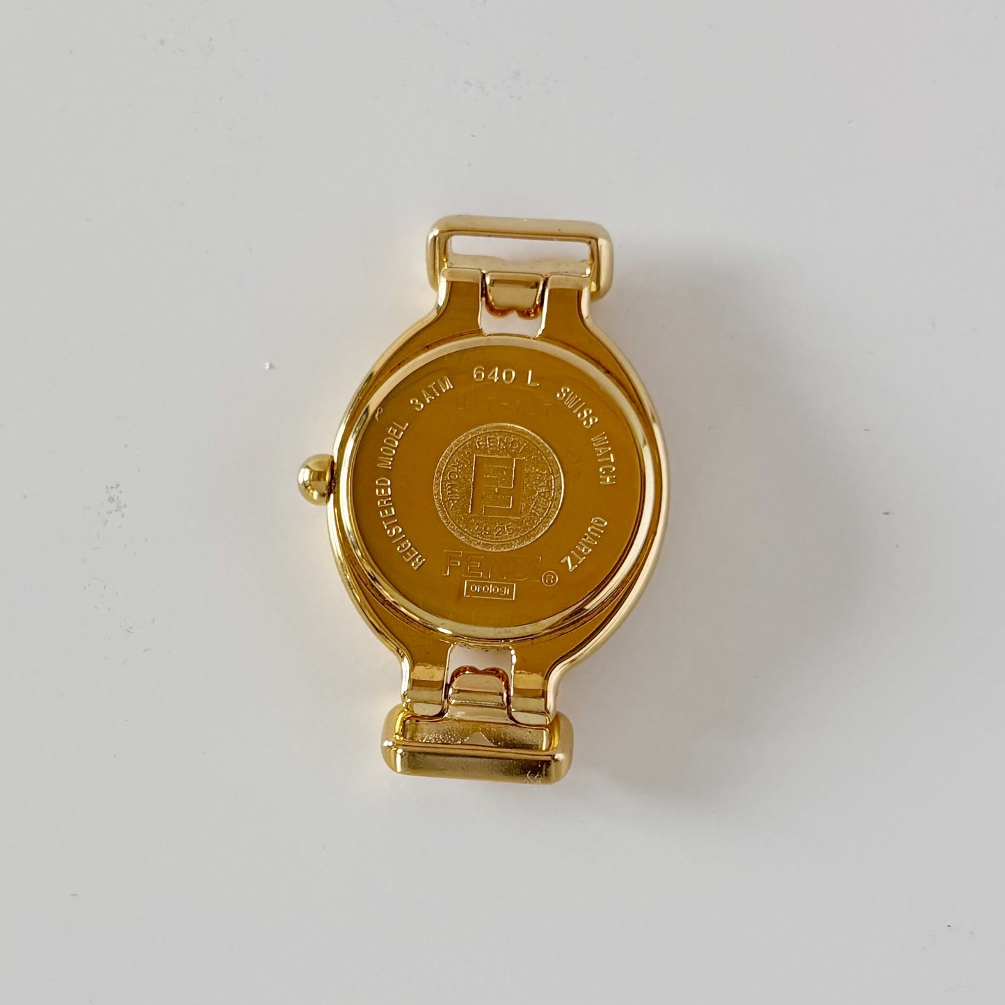 Fendi 1990s Interchangeable Strap Gold Plated Watch with 5 straps, case