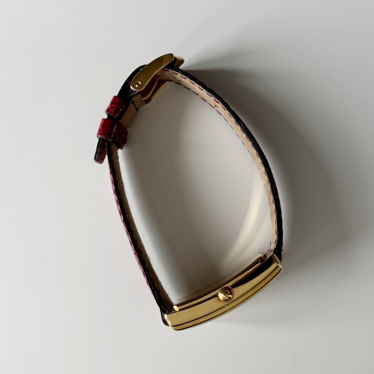 Gucci 1990s Red Tank Gold Plated Watch
