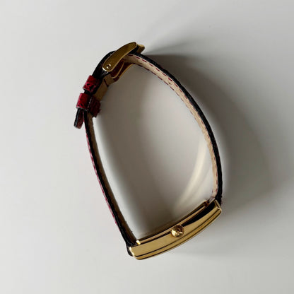 Gucci 1990s Red Tank Gold Plated Watch