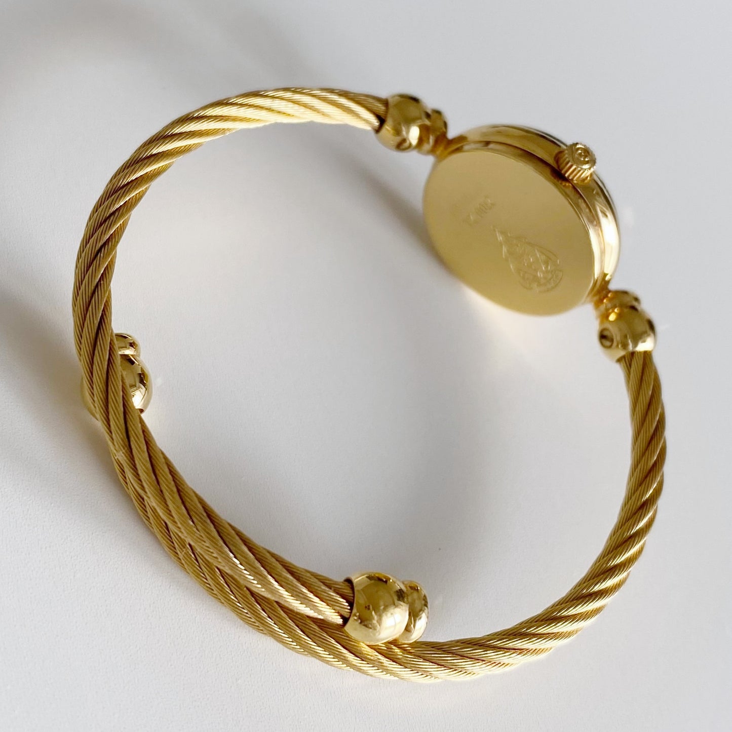 Gucci 1990s Black Dial Gold Plated Bangle Watch