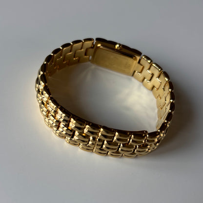 Fendi 1990s Rectangular Dial Gold Plated Watch