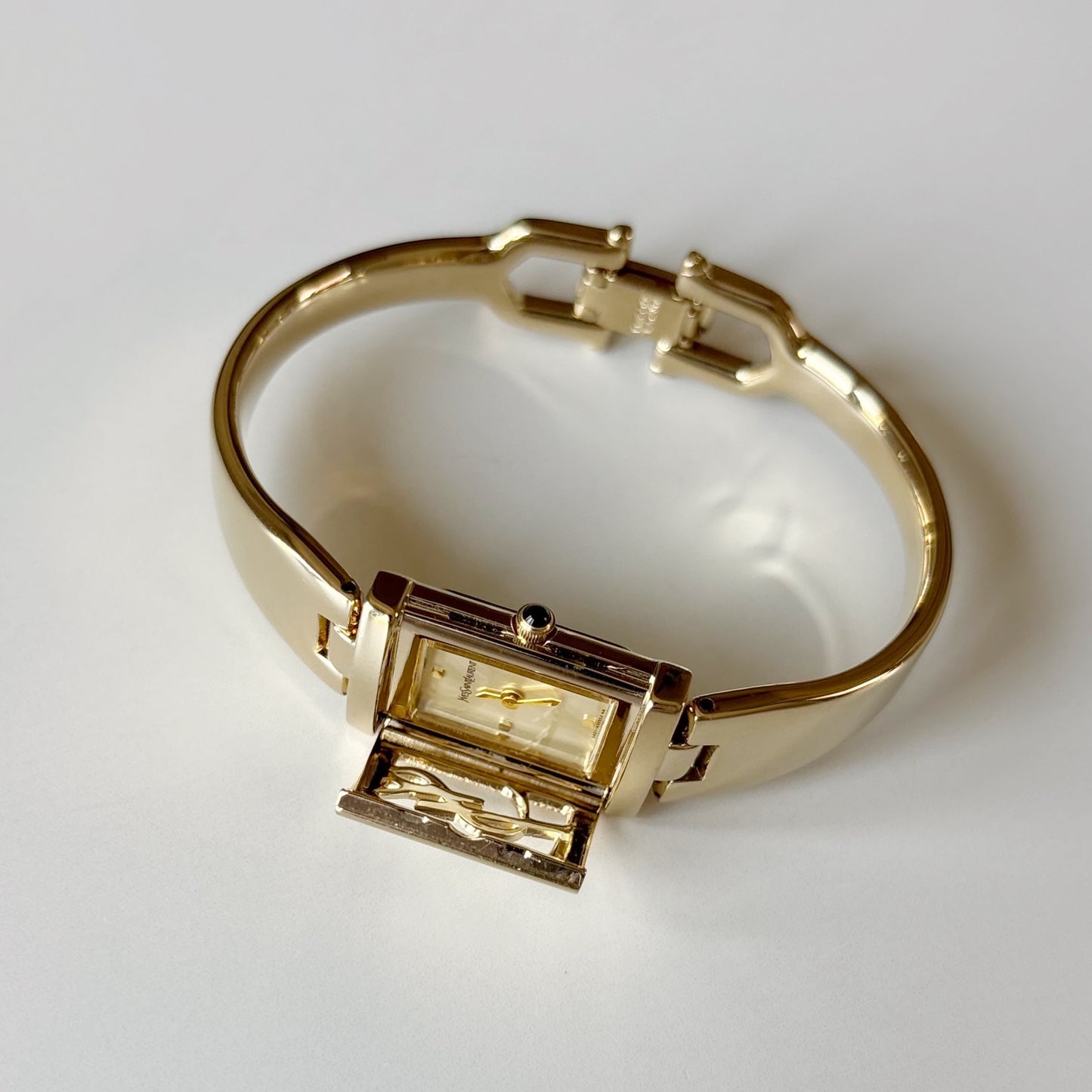 Yves Saint Laurent 1990s Peek a boo Gold Plated Bangle Watch