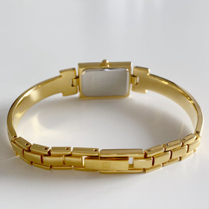 Givenchy 1990s Rectangular Gold Plated Bangle Watch