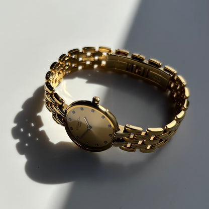 Dior 1990s Round Gold Dial Gold Plated Watch
