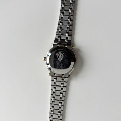 Gucci 1990s Date Round Dial Gold Plated Two Tone Watch