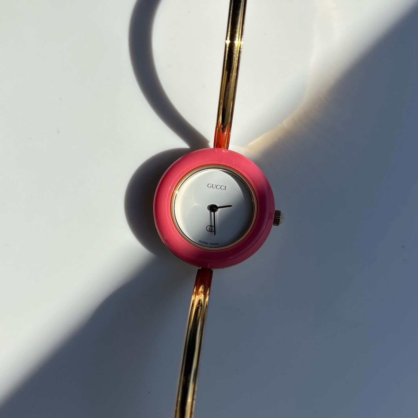 Gucci 1990s Interchangeable Bezel Gold Plated Bangle Watch with 12 bezels, case