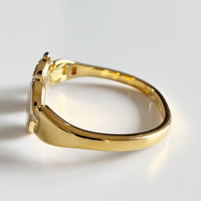 Fendi 1990s Seashell Dial Two Time Zone Gold Plated Bangle Watch