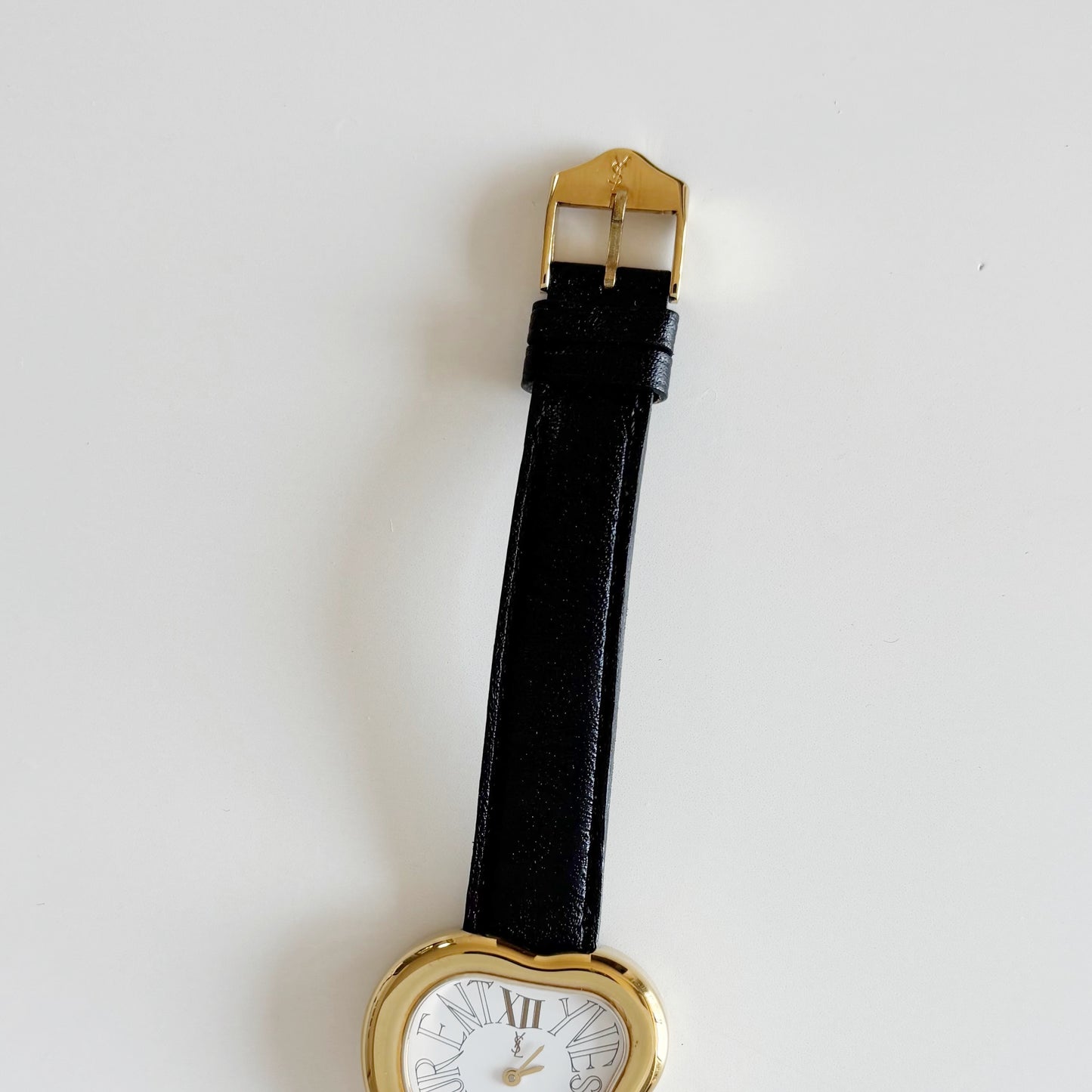 Yves Saint Laurent 1990s Heart Shaped Gold Plated Watch