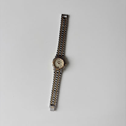 Gucci 1990s Date Round Dial Two Tone Gold Plated Watch