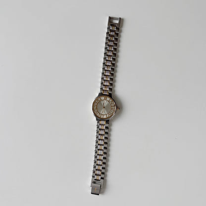 Yves Saint Laurent 1990s Round Dial Two Tone Gold Plated Watch