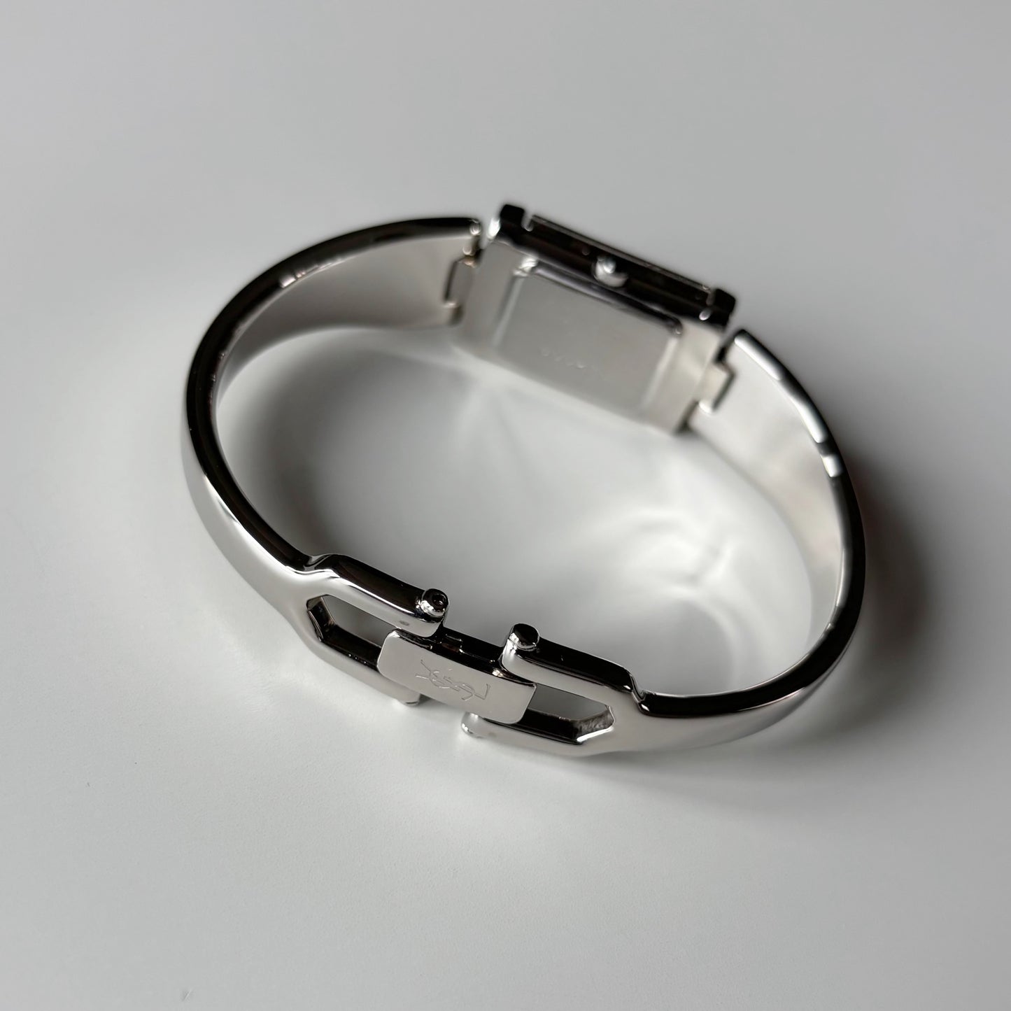 Yves Saint Laurent 1990s Black Dial Silver Bangle Watch