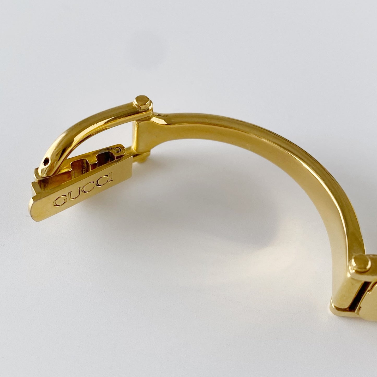 Gucci 1990s Gold Dial Gold Plated Bangle Watch