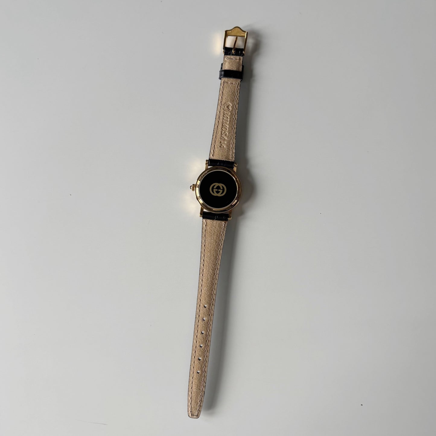 Gucci 1990s Date Round Dial Gold Plated Watch