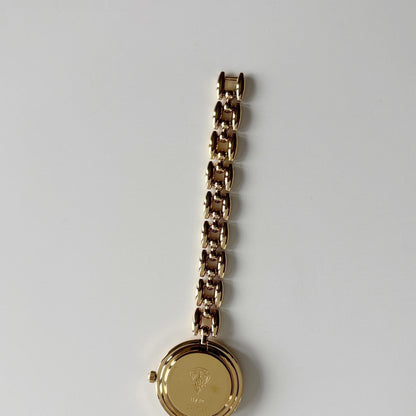 Gucci 1990s Interchangeable Bezel Gold Plated Rice Chain Watch with 6 bezels, case (165mm)