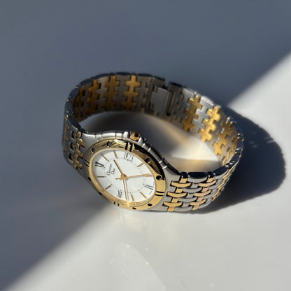 Dior 1990s Date Round Dial Gold Plated Two Tone Watch (Large)