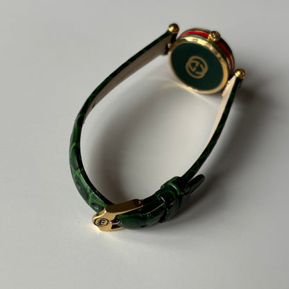 Gucci 1990s Green Dial Sherry Gold Plated Watch