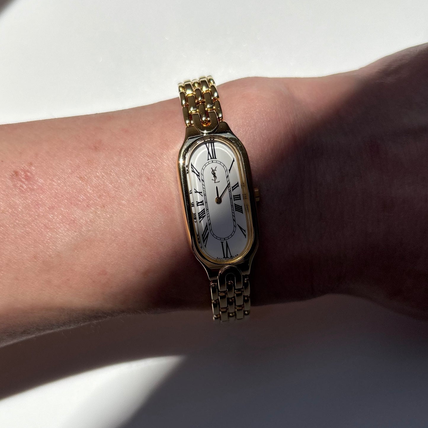 Yves Saint Laurent 1990s Oval Dial Gold Plated Watch