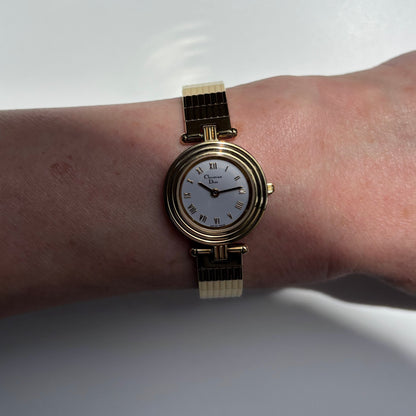Dior 1990s Round Dial Gold Plated Watch