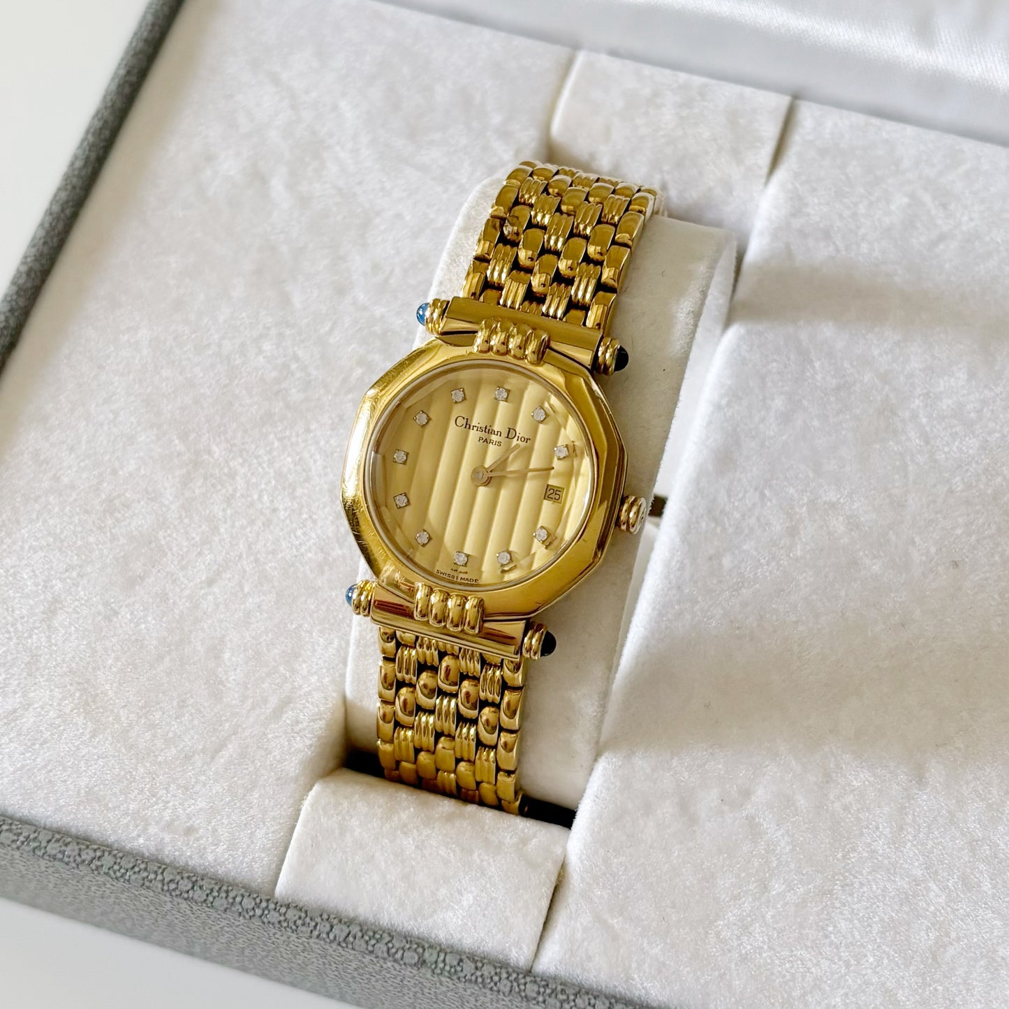 Dior 1990s Date Gold Plated Watch