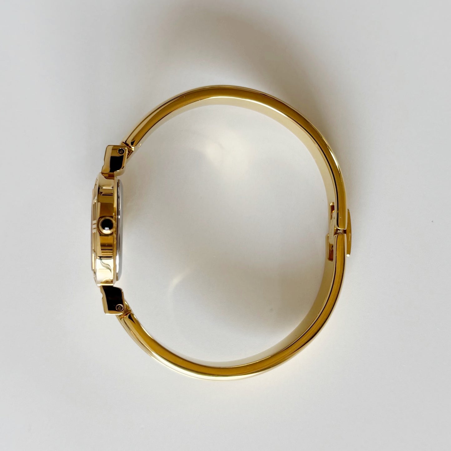 Yves Saint Laurent 1990s Seashell Dial Gold Plated Bangle Watch (Small)