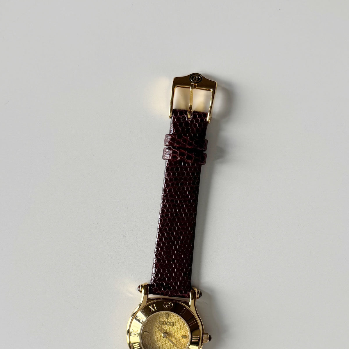 Gucci 1990s Round Dial Gold Plated Watch