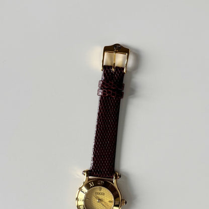 Gucci 1990s Round Dial Gold Plated Watch