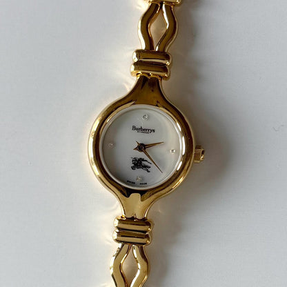 Burberry 1990s Seashell Dial Gold Plated Watch